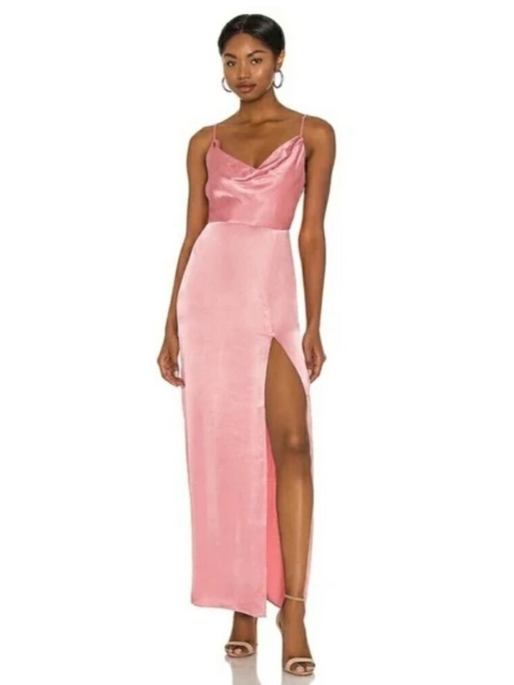 NEW NBD Lila Gown Size XS Mauve Pink Maxi Dress Satin Sleeveless Cowl Neck NWT